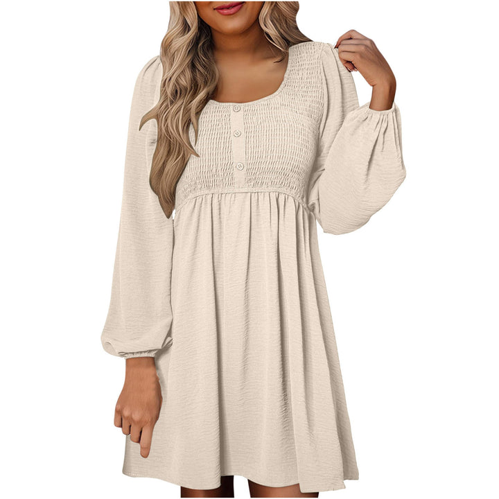 HARPER™ - Legeres, gesmoktes A-Linien-Kleid mit Empire-Taille und Knopfleiste