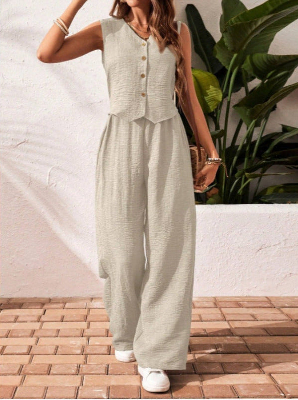 CHARISSA™ – Elegantes ärmelloses V-Ausschnitt-Oberteil und Hose Set