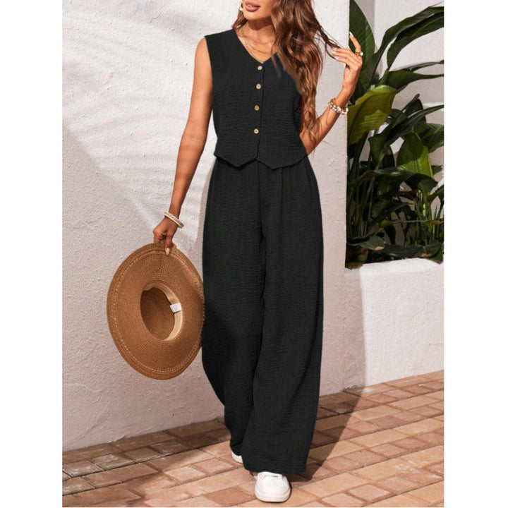 CHARISSA™ – Elegantes ärmelloses V-Ausschnitt-Oberteil und Hose Set