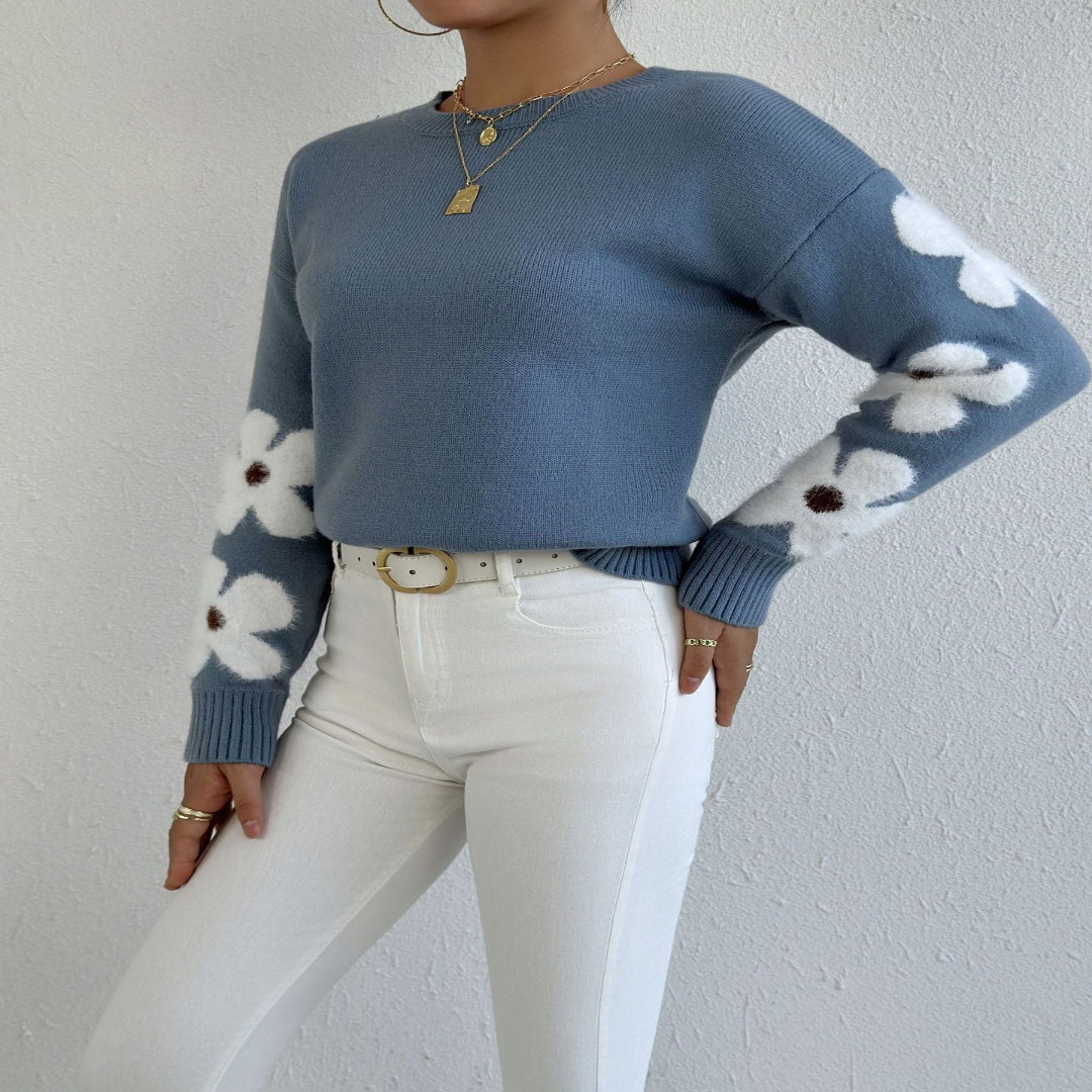 ZOEY™ - Rundhals-Pullover mit Blumenmuster für Herbst/Winter