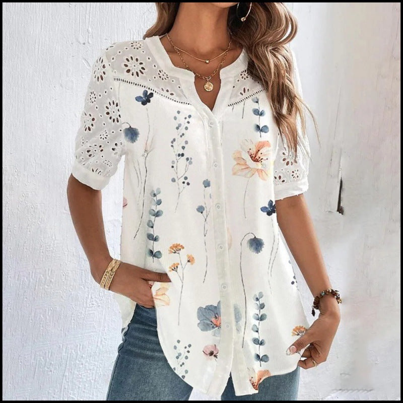 ANNELISE™ – Lässige Bluse mit Spitzenmuster