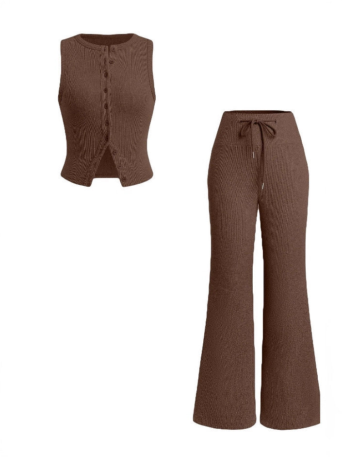 HILDA™ – Damen Ärmellose Weste & Hose mit weitem Bein