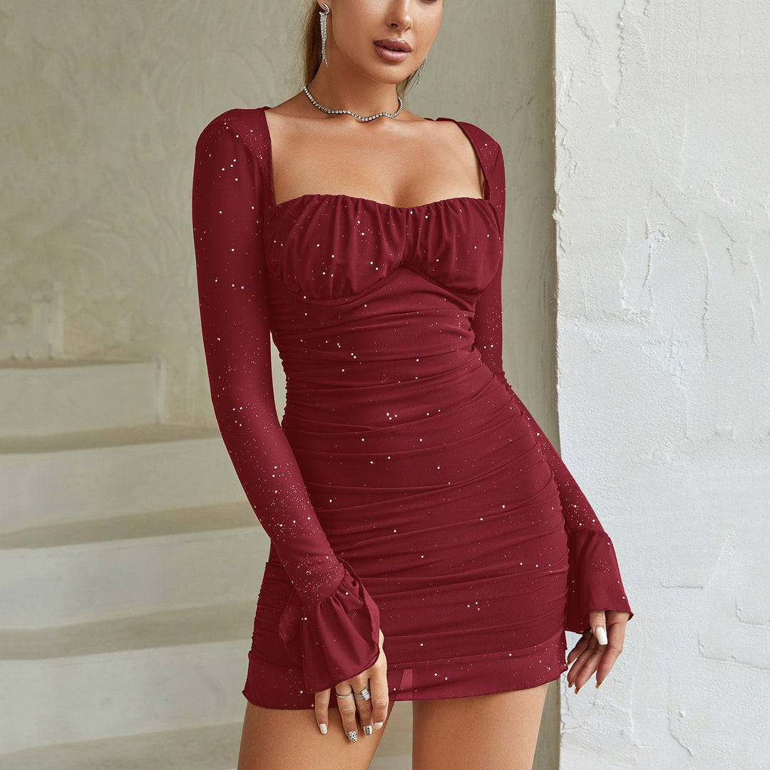 EVELINE™ - Elegantes eng anliegendes Mesh-Kleid mit langen Ärmeln