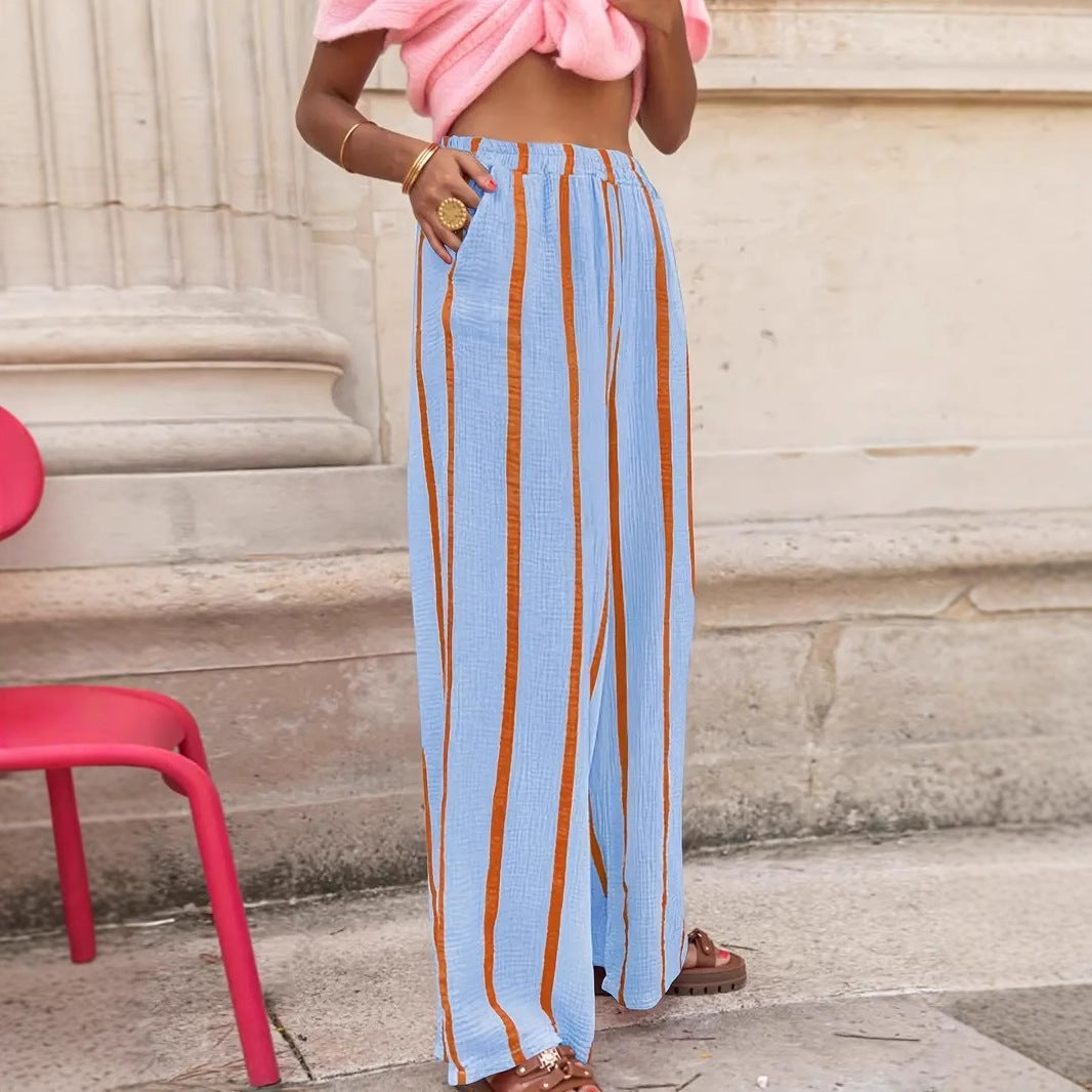 CHARO™ – Bequeme gestreifte Loungehose mit weitem Bein
