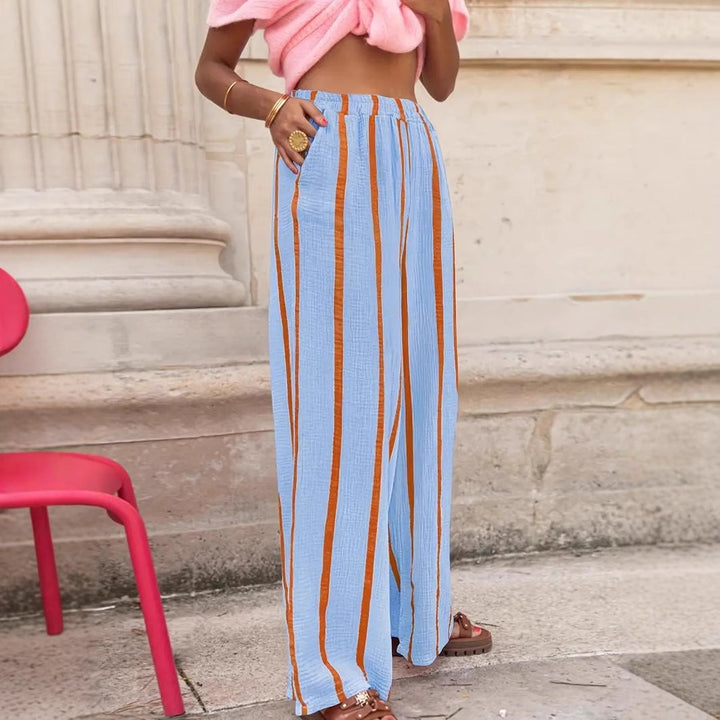 CHARO™ – Bequeme gestreifte Loungehose mit weitem Bein