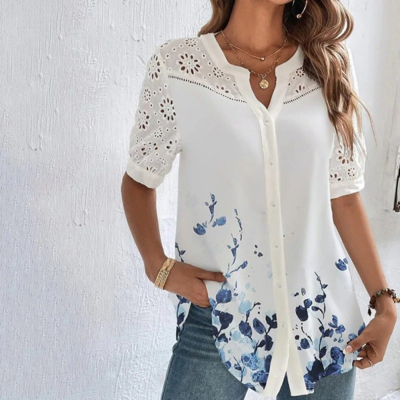 ANNELISE™ – Lässige Bluse mit Spitzenmuster