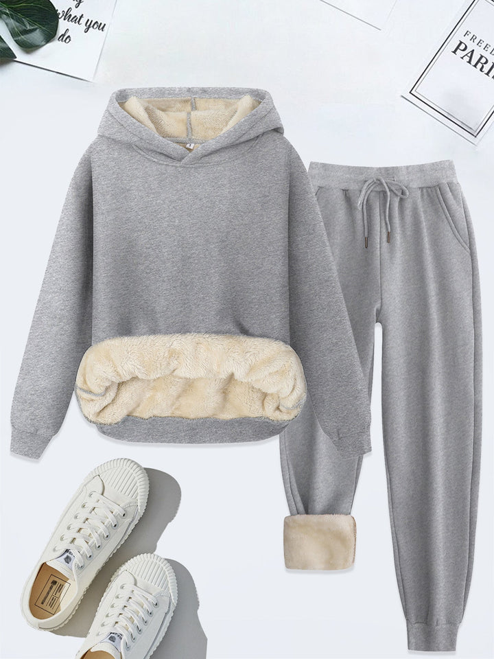 FORDA™ - Gemütliches Set aus einfarbigem Hoodie und Hose mit Kordelzug