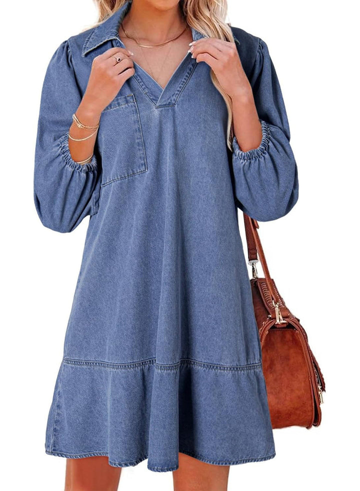AMAIA™ – Babydoll-Kleid mit V-Ausschnitt und Puffärmeln