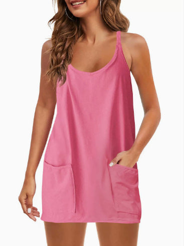 MARIMAR™ - Spaghettiträger-Sportkleid mit 4-Wege-Stretch und integrierten Shorts