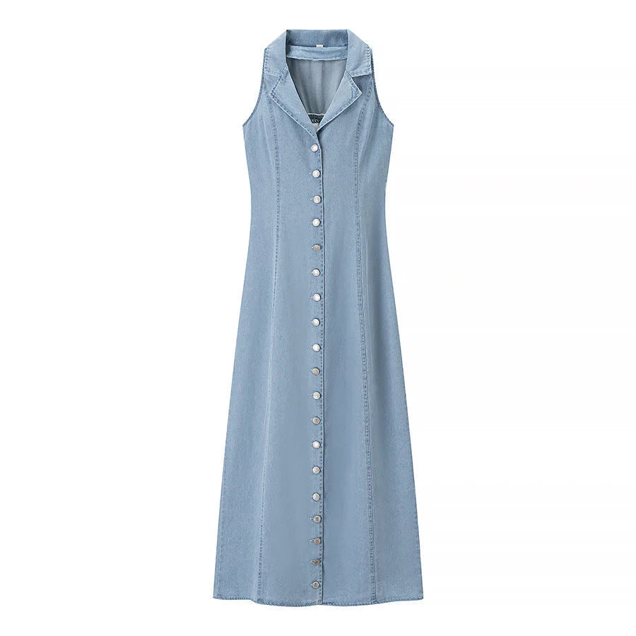 INOCENCIA™ – Klassisches, durchgeknöpftes Maxi-Kleid mit tiefem V-Ausschnitt