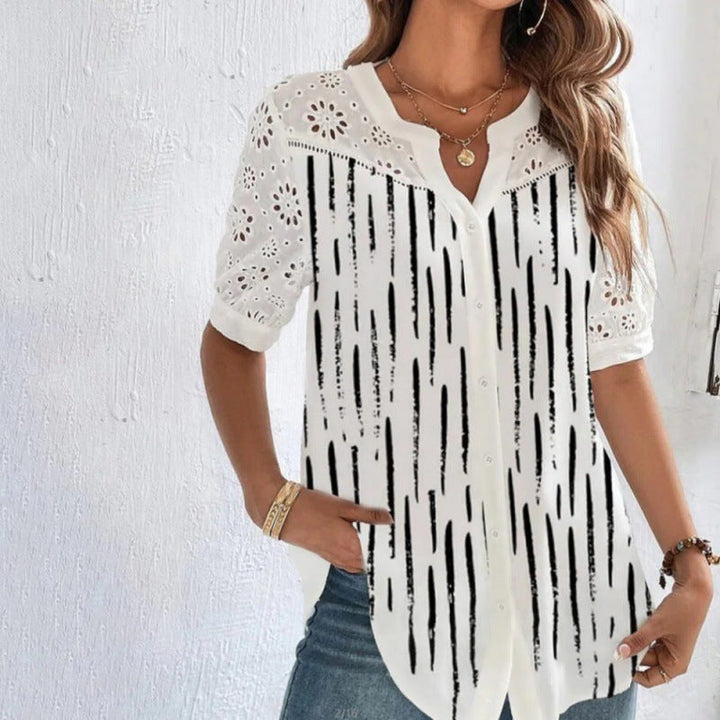 ANNELISE™ – Lässige Bluse mit Spitzenmuster