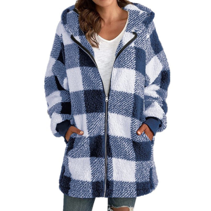 ARABELLA™ - Karierter Fleece-Langarm-Kapuzenmantel