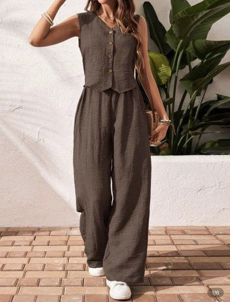CHARISSA™ – Elegantes ärmelloses V-Ausschnitt-Oberteil und Hose Set