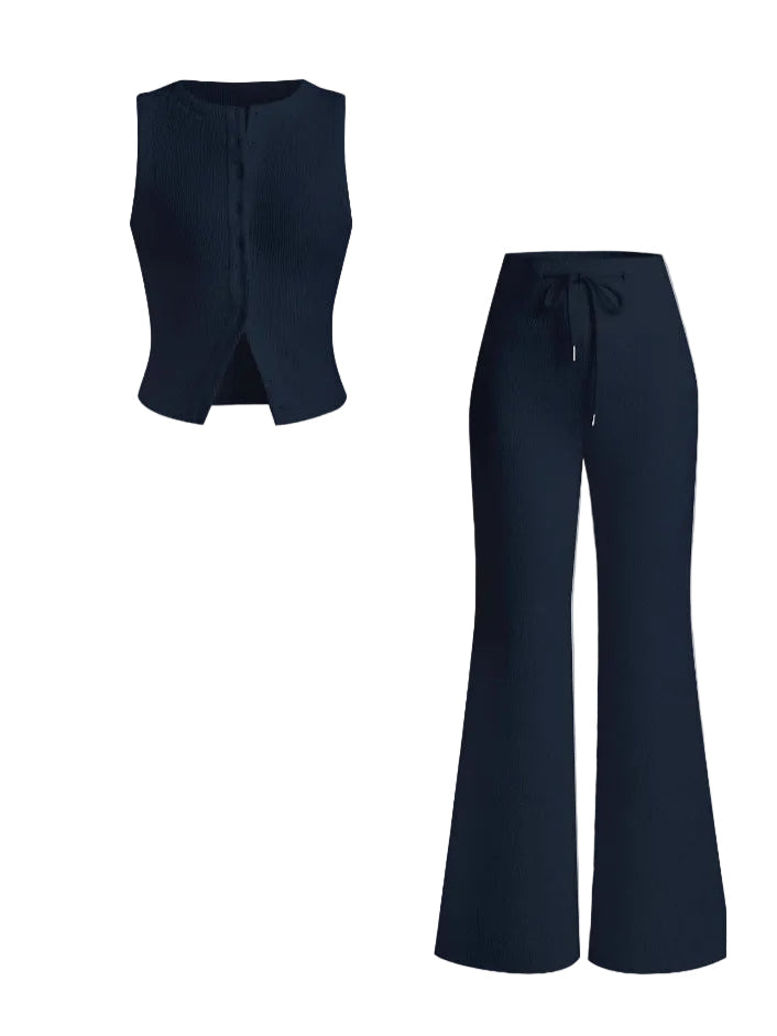HILDA™ – Damen Ärmellose Weste & Hose mit weitem Bein