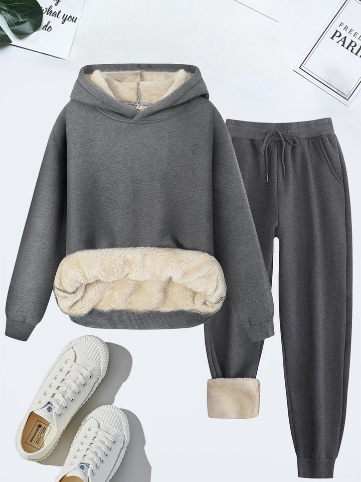 FORDA™ - Gemütliches Set aus einfarbigem Hoodie und Hose mit Kordelzug