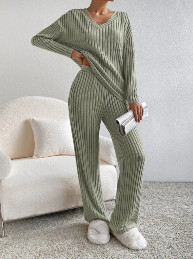 ELMER™ - Leger geschnittenes Langarm-V-Neck-Oberteil mit Hose
