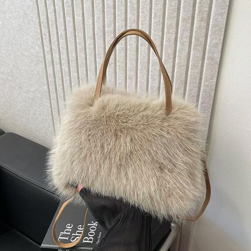 LIZZIE™ - Modische kleine Handtasche aus Kunstfell mit Griff und Schultergurt