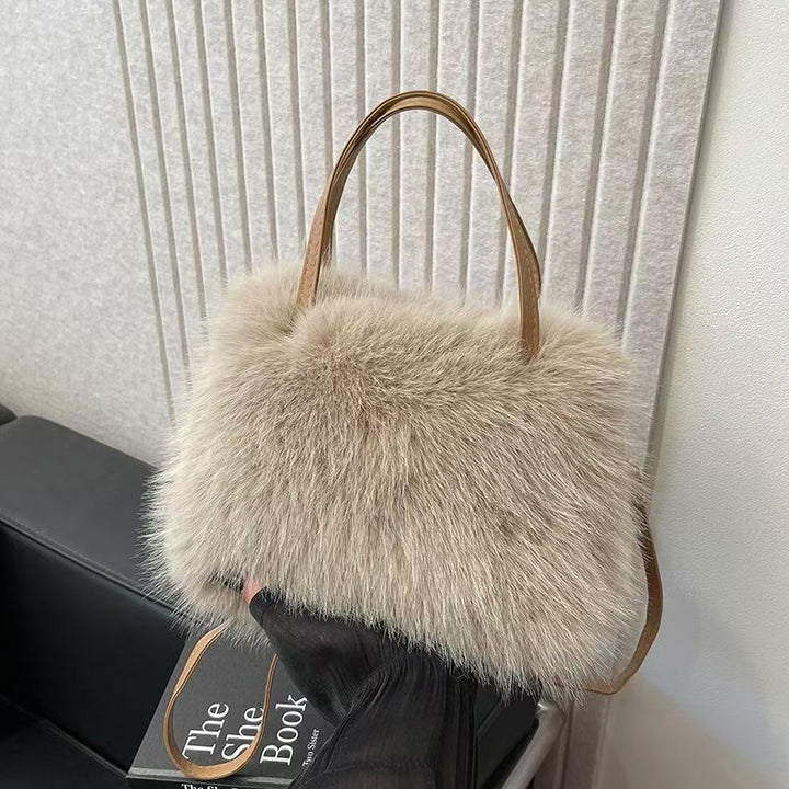 LIZZIE™ - Modische kleine Handtasche aus Kunstfell mit Griff und Schultergurt