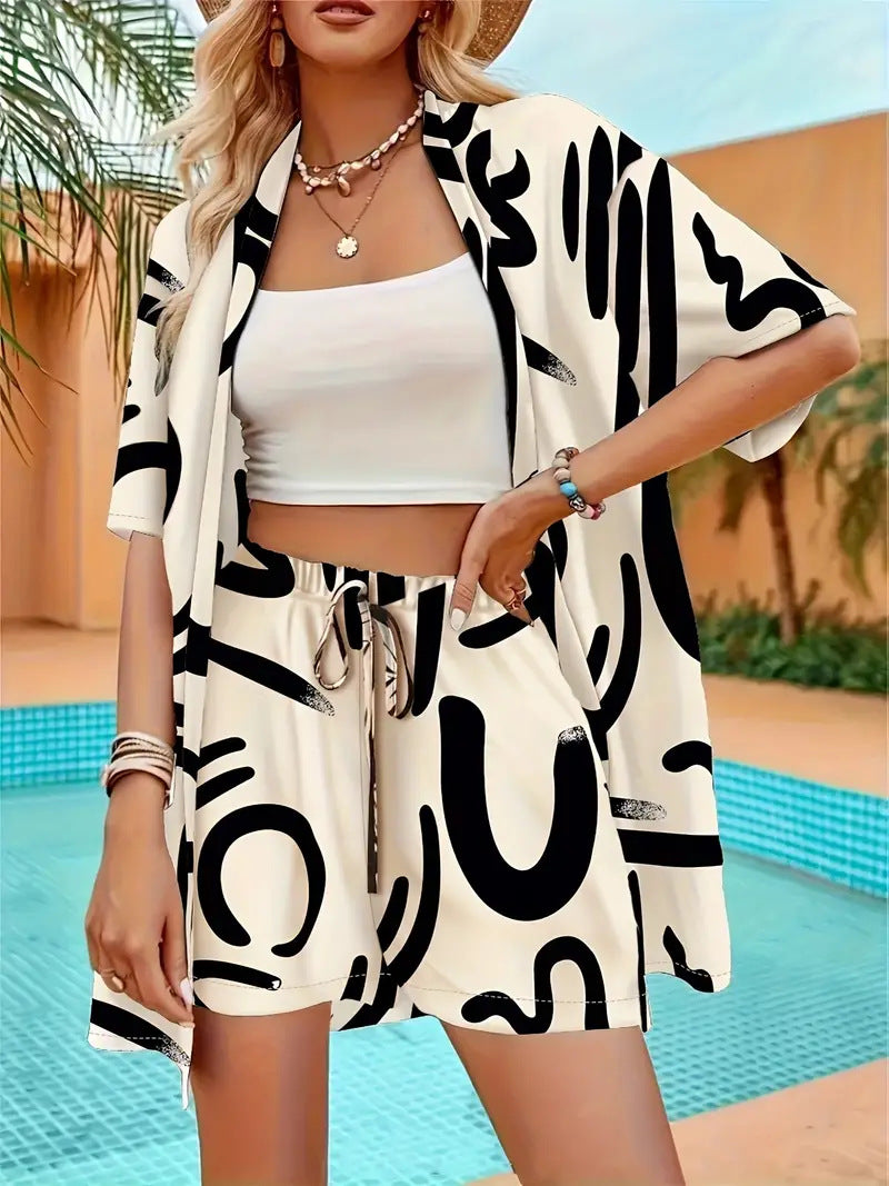 FANNIE™ – Einfaches Sommer-Blumen-Top und Shorts-Set