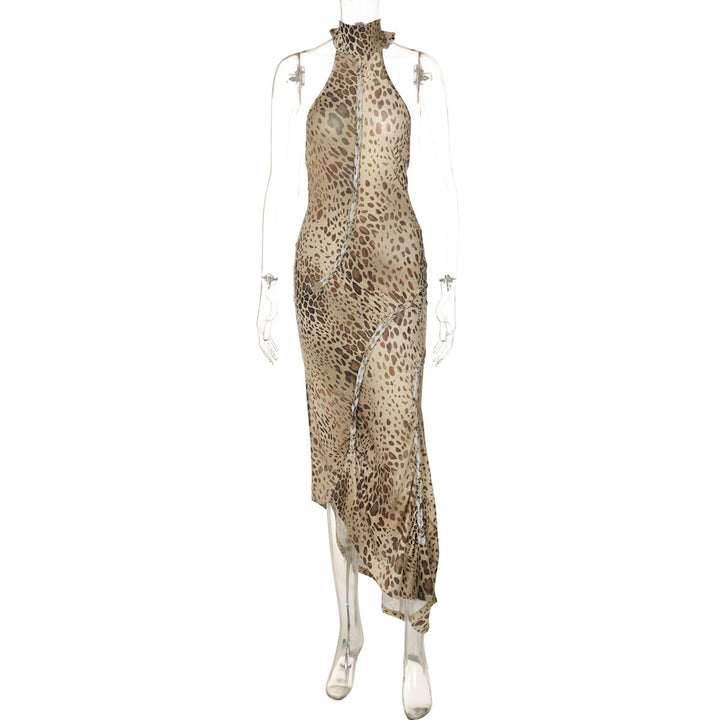 SABINA™ - Anmutiges rückenfreies ärmelloses Maxikleid mit Leopardenmuster
