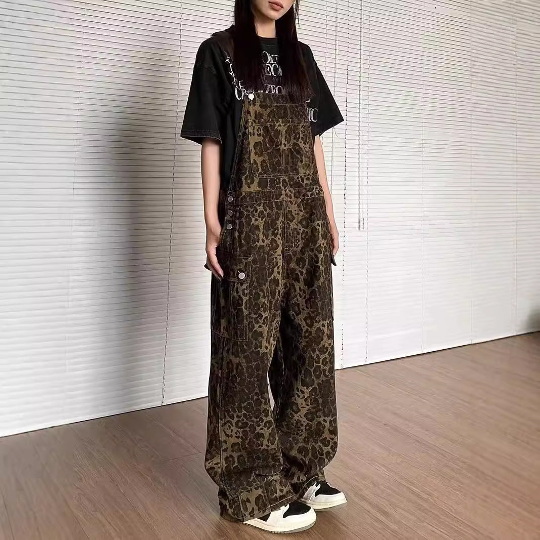 LUNTIAN™ – Vintage Leopard Overall mit weitem Bein