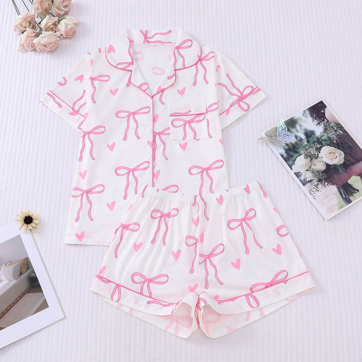 SHAKILA™ - Lässiges Crop-Shirt und kurze Schlafanzughose Set