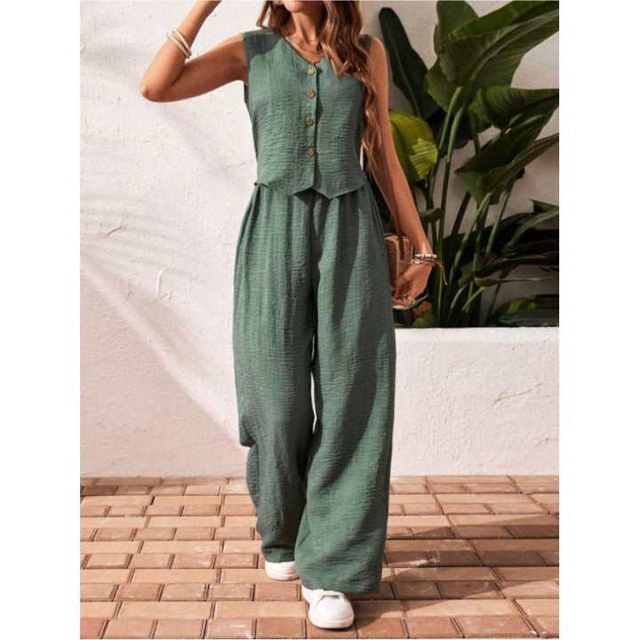 CHARISSA™ – Elegantes ärmelloses V-Ausschnitt-Oberteil und Hose Set