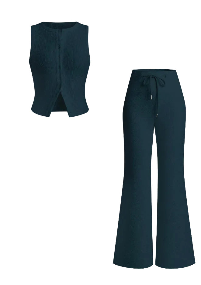 HILDA™ – Damen Ärmellose Weste & Hose mit weitem Bein