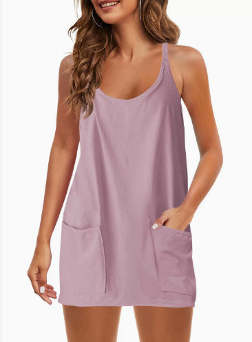 MARIMAR™ - Spaghettiträger-Sportkleid mit 4-Wege-Stretch und integrierten Shorts