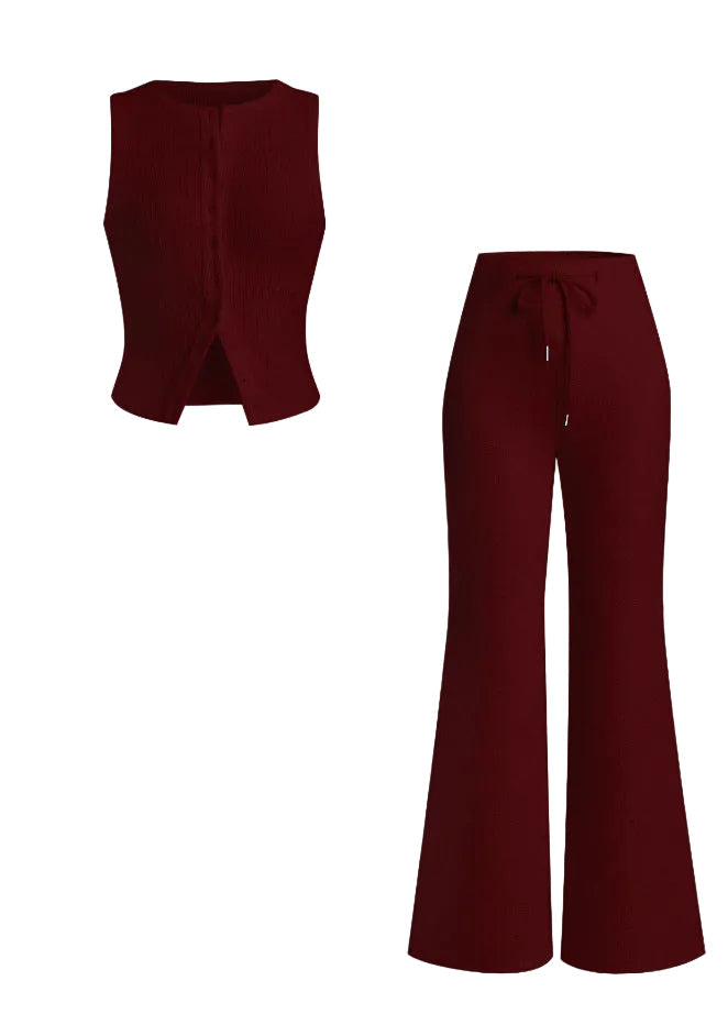 HILDA™ – Damen Ärmellose Weste & Hose mit weitem Bein