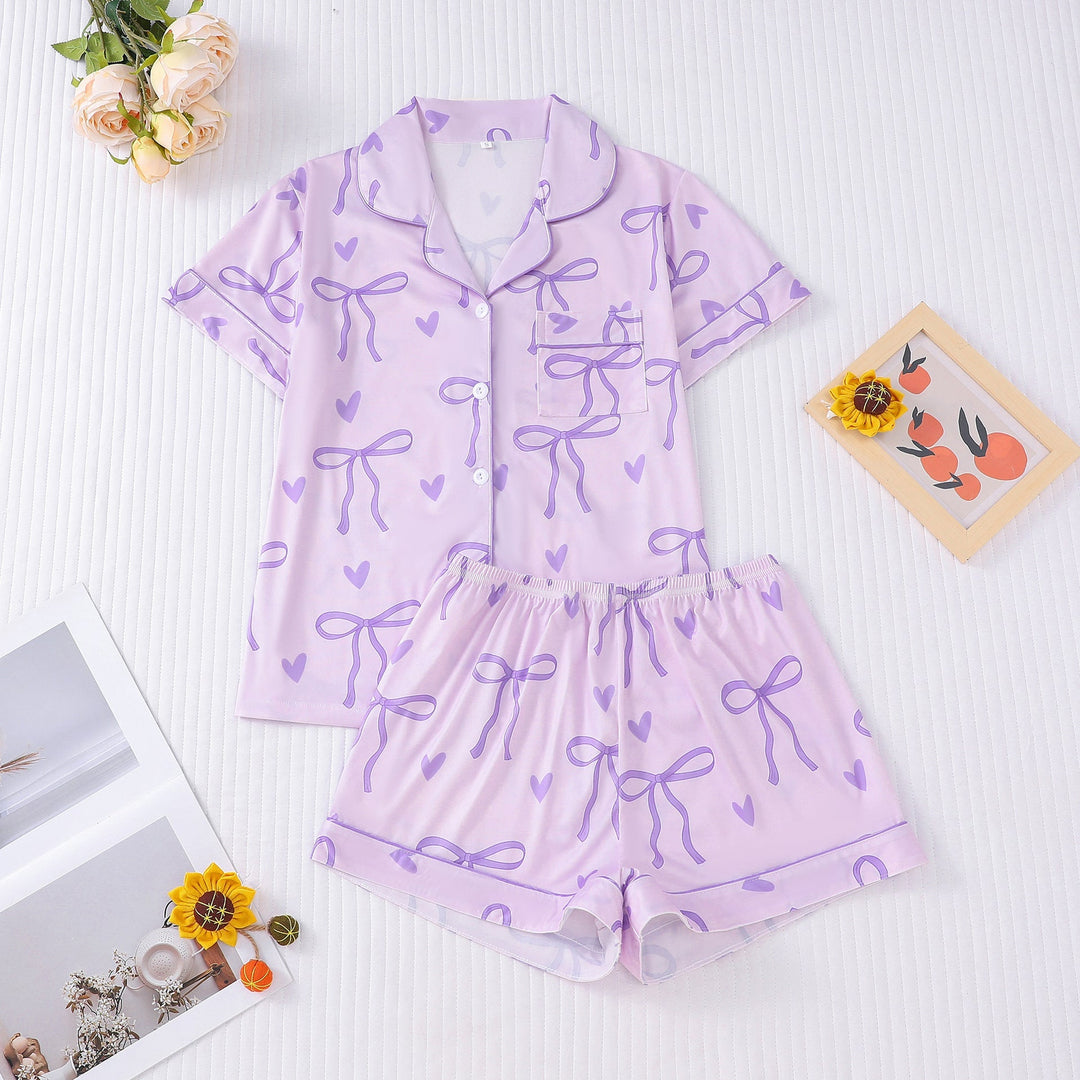 SHAKILA™ - Lässiges Crop-Shirt und kurze Schlafanzughose Set