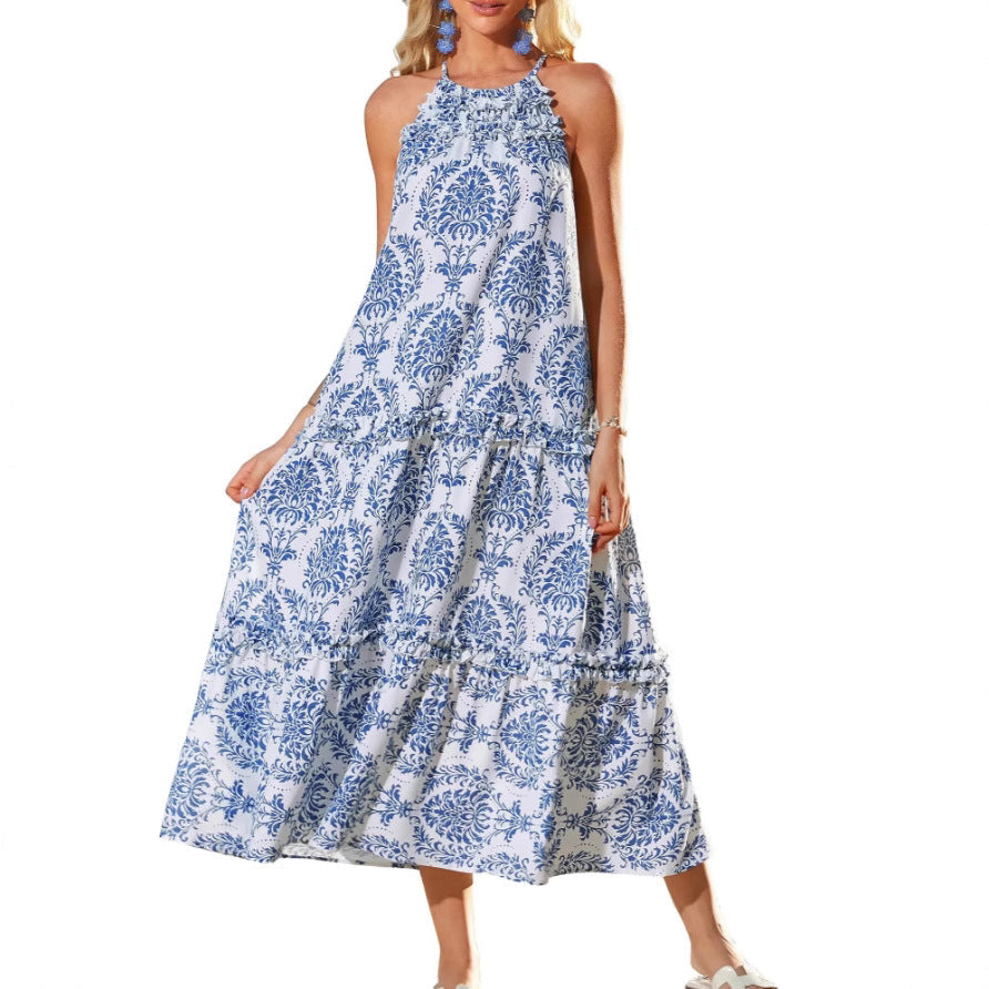 FELICITY™ – Schickes Boho Neckholder-Maxikleid mit Stufenrock