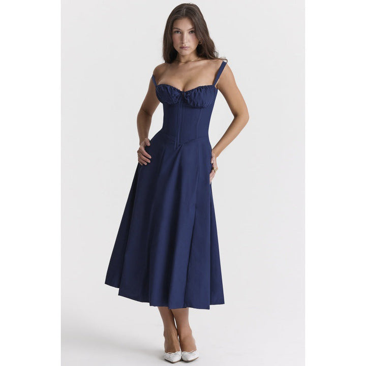 OPRAH™ - Lässiges geschnürtes Midikleid mit eckigem Ausschnitt