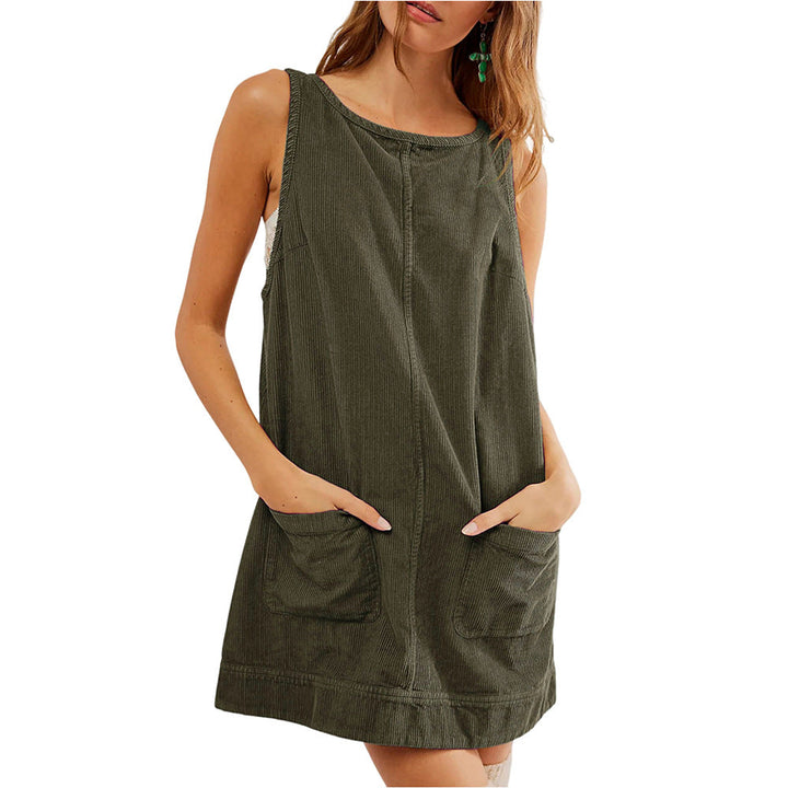 CATALEYA™ - Cord-Latzkleid mit Rundhalsausschnitt und A-Linien-Rock
