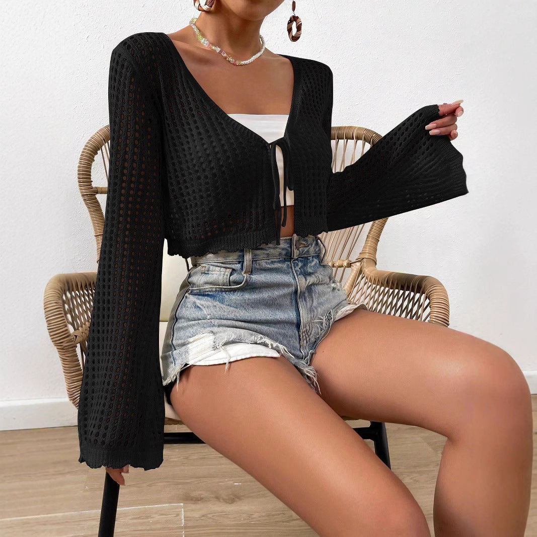 QUINTANA™ - Leichter V-Ausschnitt Cropped Cardigan zum Binden