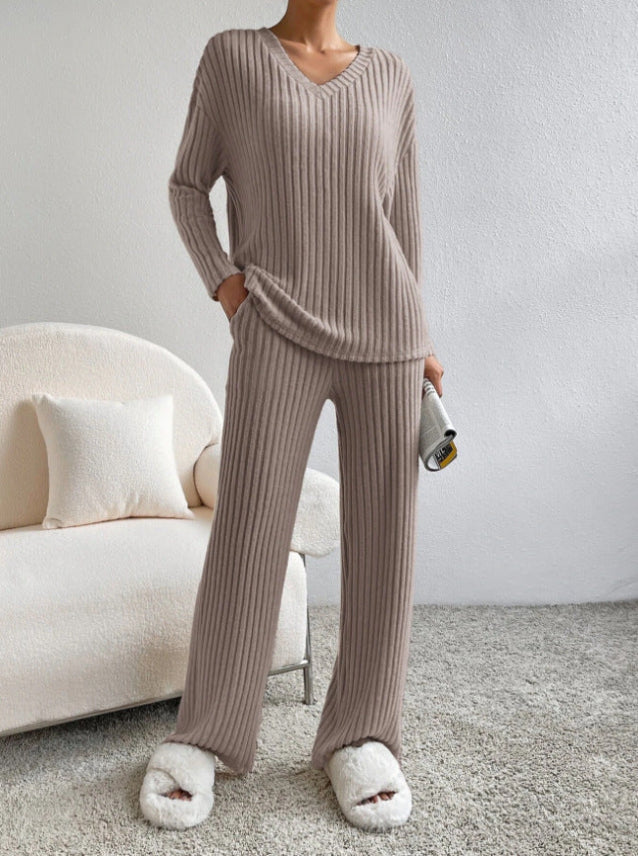 ELMER™ - Leger geschnittenes Langarm-V-Neck-Oberteil mit Hose