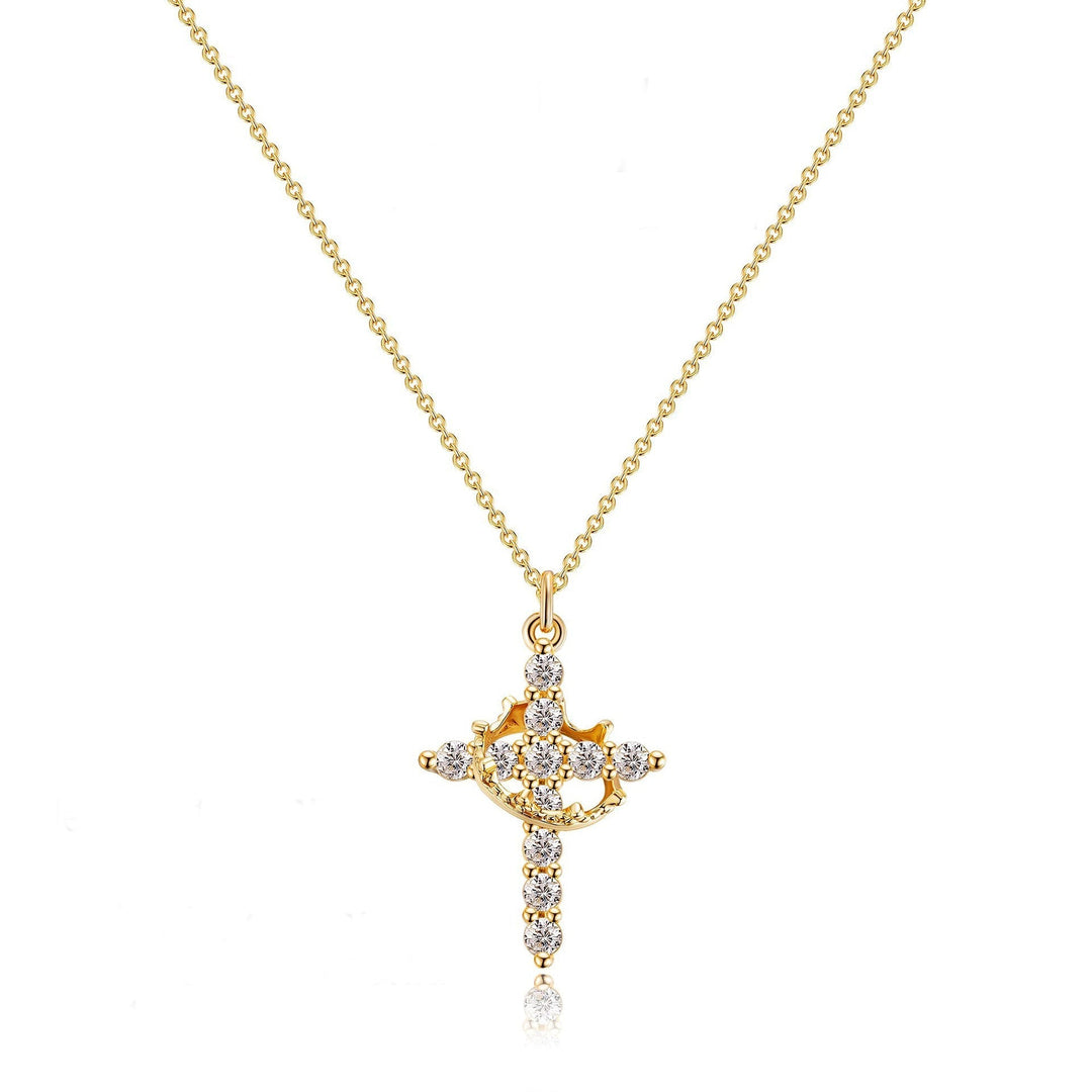CLARISSE™ – Klassische Kreuz & Krone Halskette