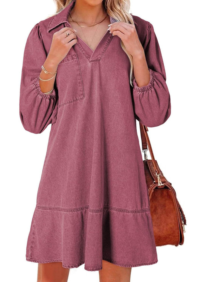 AMAIA™ – Babydoll-Kleid mit V-Ausschnitt und Puffärmeln