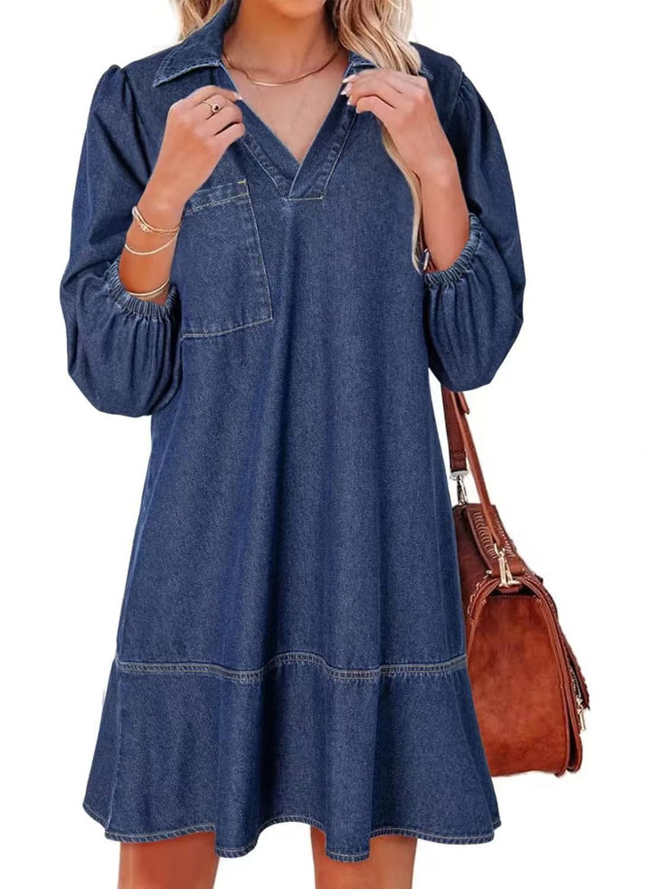 AMAIA™ – Babydoll-Kleid mit V-Ausschnitt und Puffärmeln