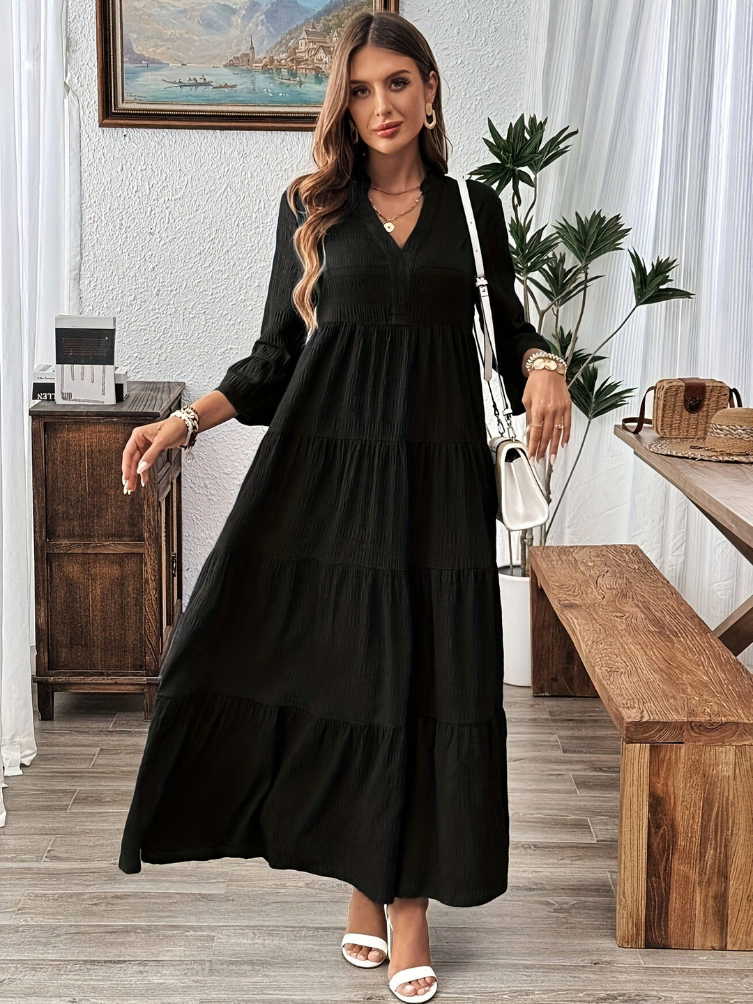 STELLA™ - Legeres Sommer-Maxikleid mit V-Ausschnitt