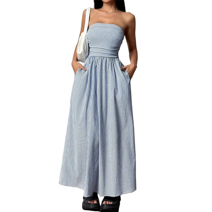 EARMA™ - Gestreiftes Tube-Kleid für Damen, lässiges ärmelloses Sommerkleid