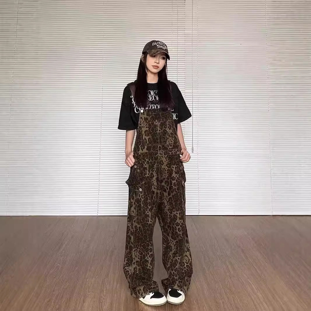 LUNTIAN™ – Vintage Leopard Overall mit weitem Bein