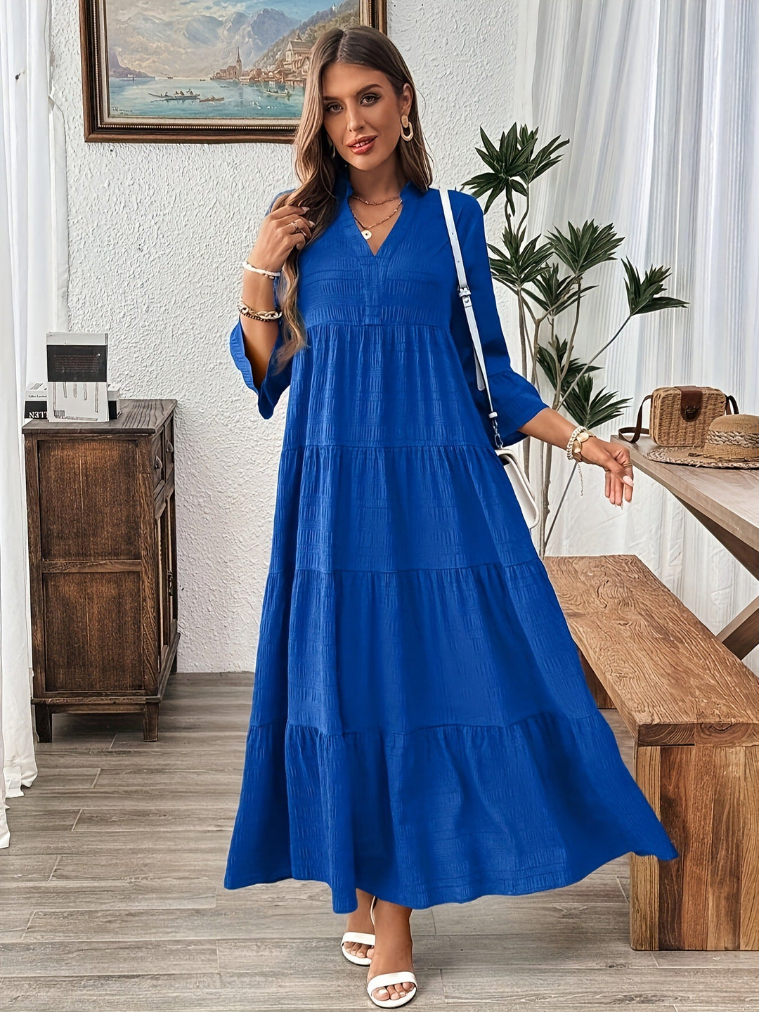 STELLA™ - Legeres Sommer-Maxikleid mit V-Ausschnitt