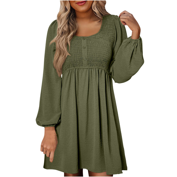 HARPER™ - Legeres, gesmoktes A-Linien-Kleid mit Empire-Taille und Knopfleiste