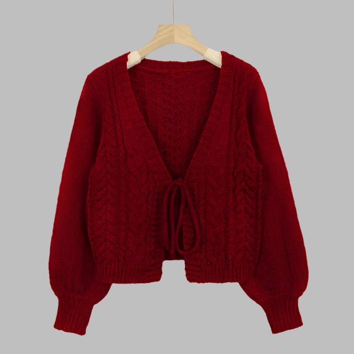 YERIEL™ - Kuscheliges, klobiges Vintage-Oberteil mit Bindedetail und langen Ärmeln