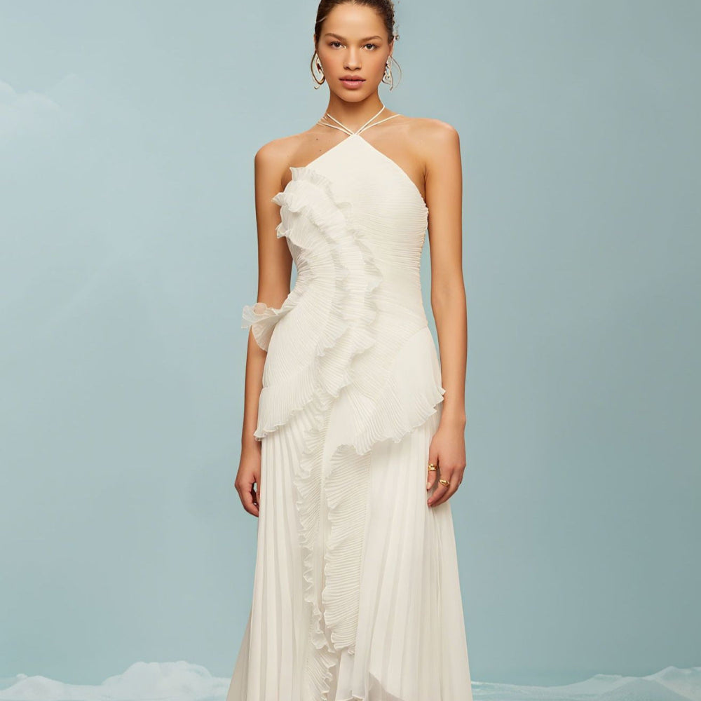 QUINTESSA™ – Elegantes Neckholder-Maxikleid Lotus Sommer