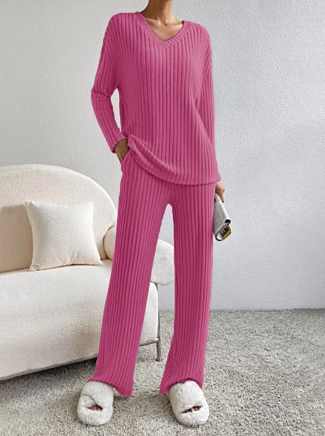 ELMER™ - Leger geschnittenes Langarm-V-Neck-Oberteil mit Hose