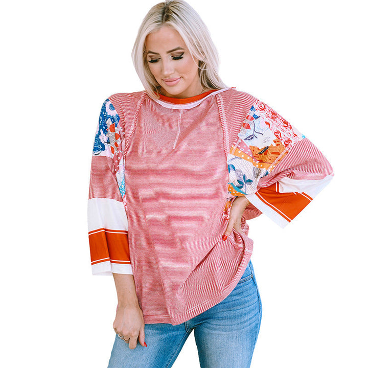 BAILEY™ – Leichter Fledermausärmel-Top im Patchwork-Design