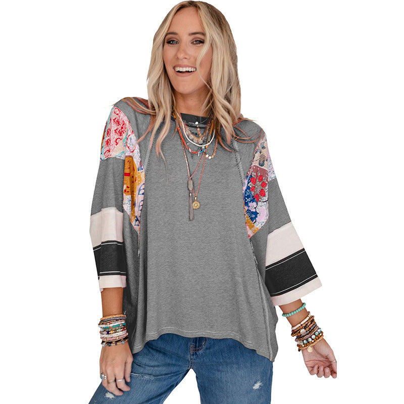 BAILEY™ – Leichter Fledermausärmel-Top im Patchwork-Design