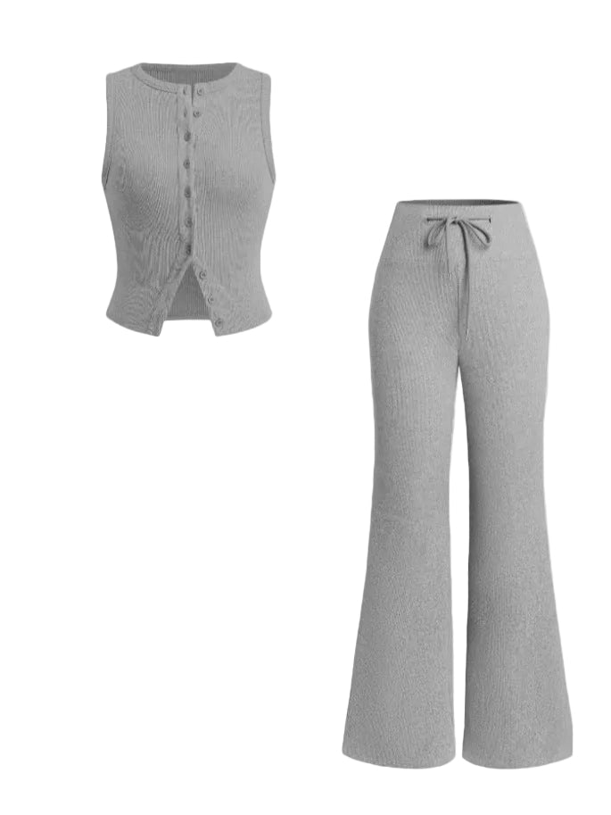 HILDA™ – Damen Ärmellose Weste & Hose mit weitem Bein